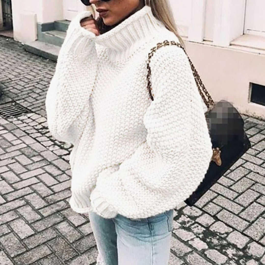 Women's Oversized Chunky Knit Turtleneck Sweater Relaxed Fit Jumper