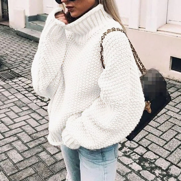 Women's Oversized Chunky Knit Turtleneck Sweater Relaxed Fit Jumper