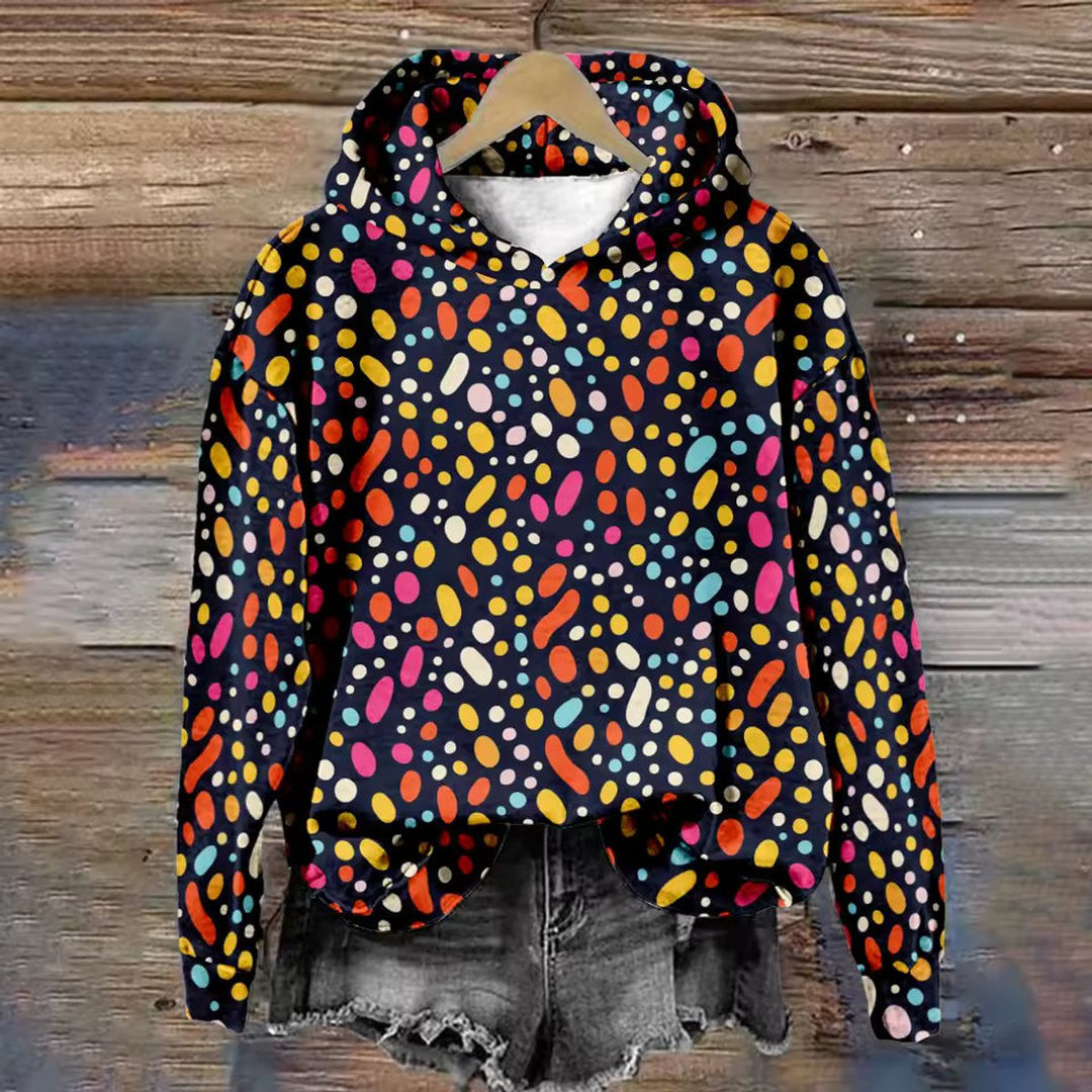 Women's Oversized Colourful Wave-Print Knitted Sweater Hoodie