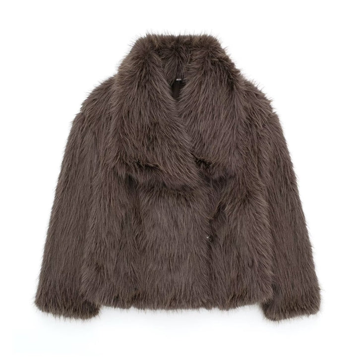 Women's Oversized Fluffy Faux Fur Coat Cropped Jacket