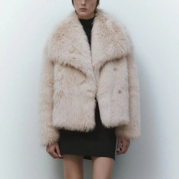 Women's Oversized Fluffy Faux Fur Coat Large Lapel