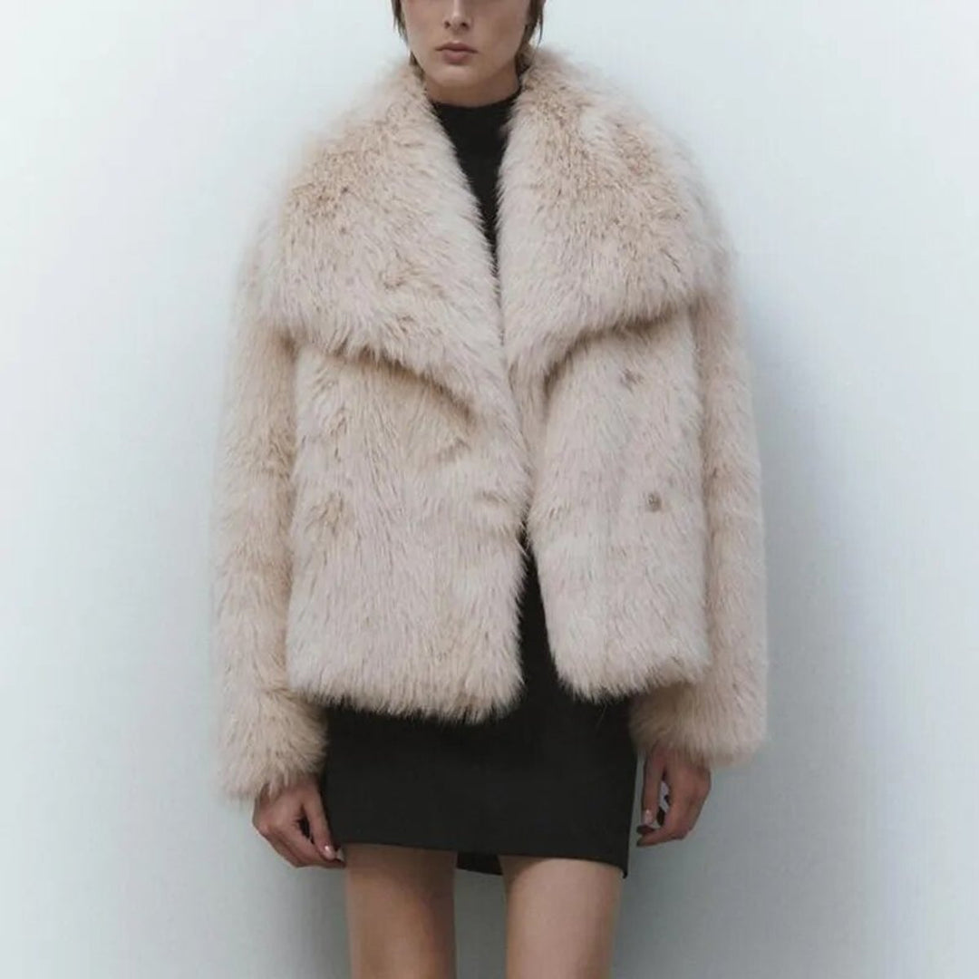 Women's Oversized Fluffy Faux Fur Coat Large Lapel