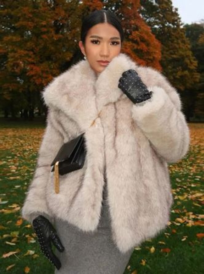 Women's Oversized Fluffy Faux Fur Coat Shawl Collar