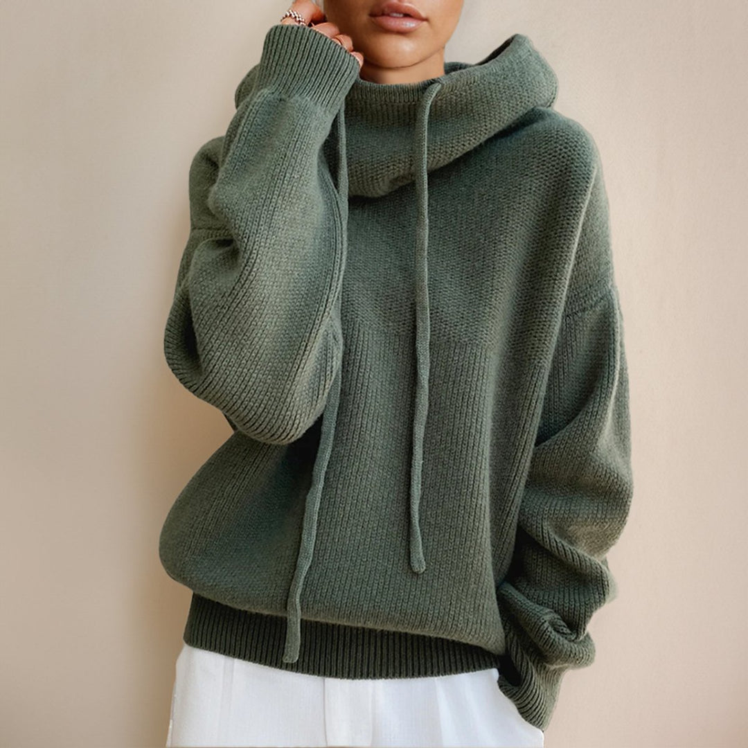 Women's Oversized Hooded Knitted Sweater Drawstring Pullover