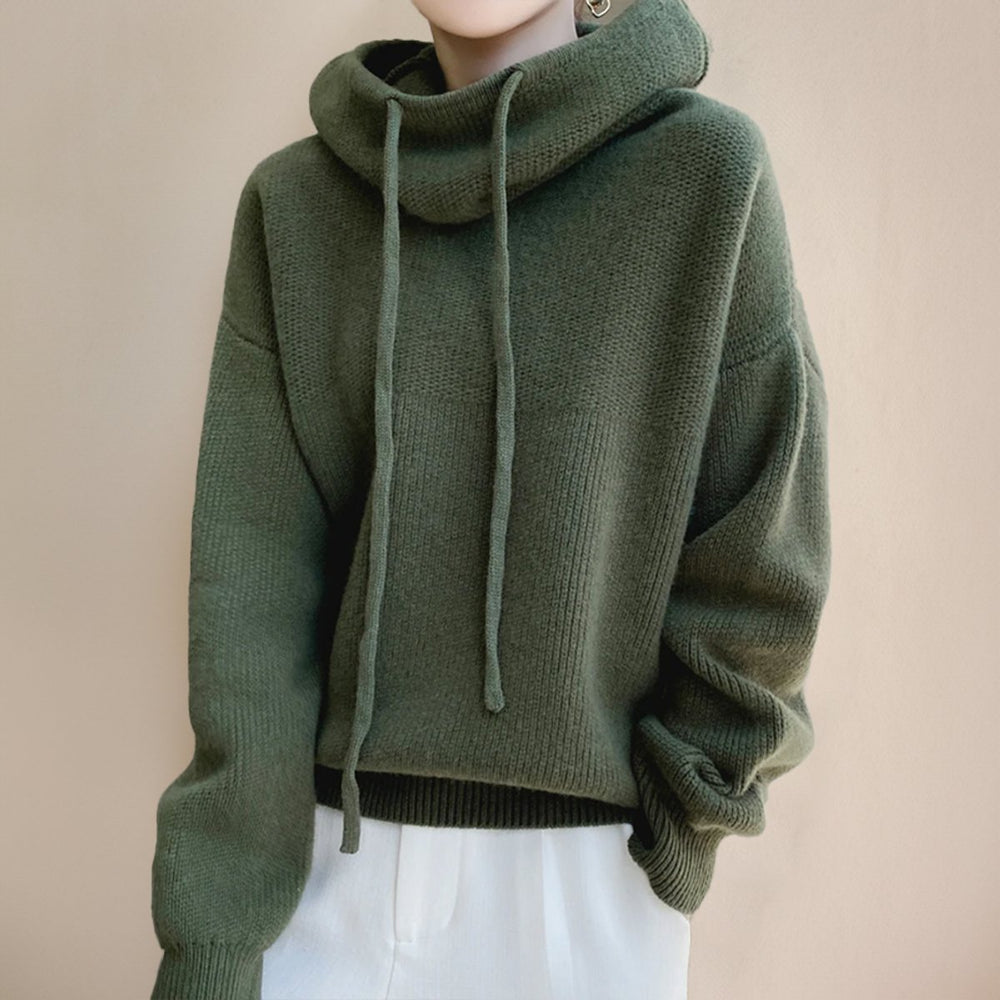 Women's Oversized Hooded Knitted Sweater Drawstring Pullover