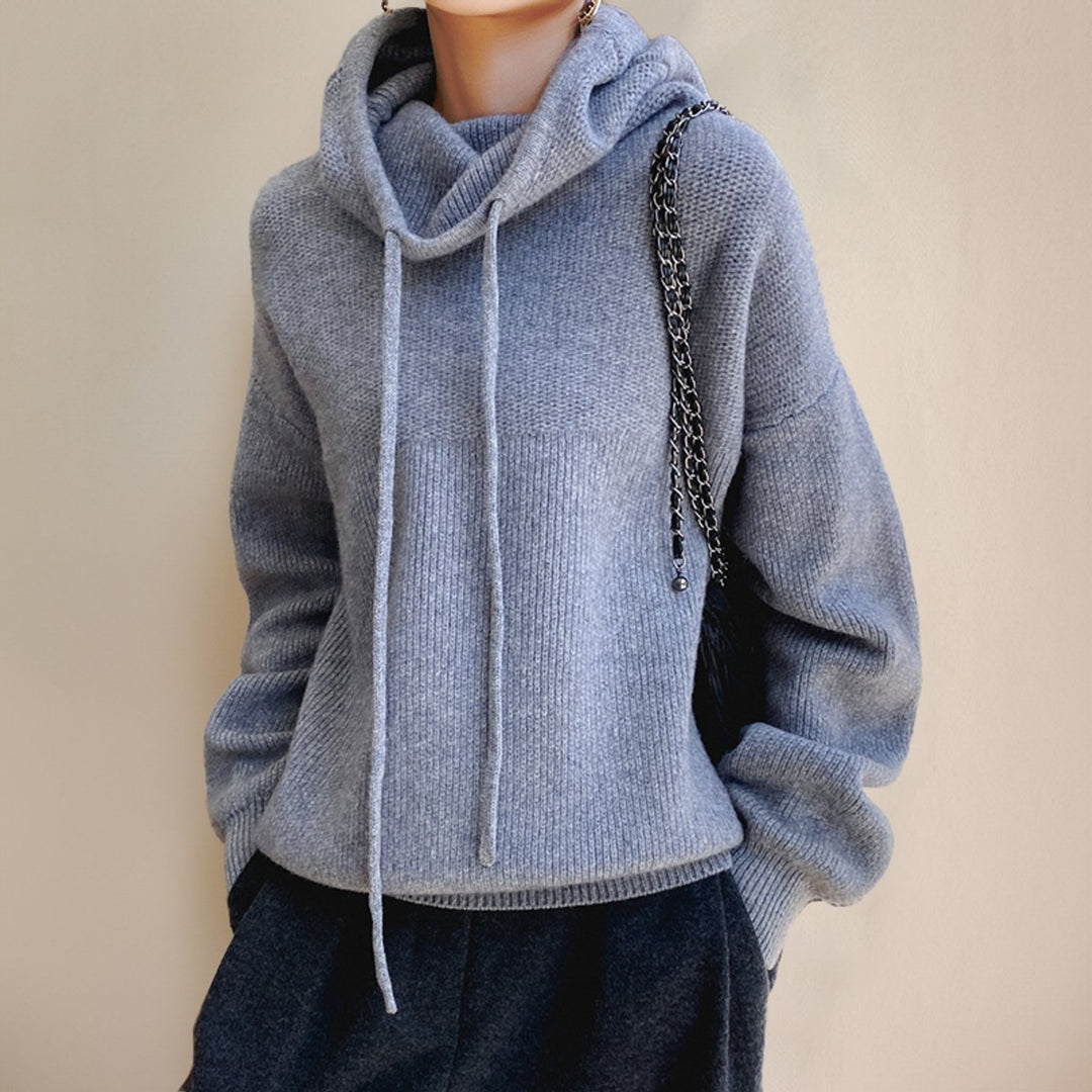 Women's Oversized Hooded Knitted Sweater Drawstring Pullover