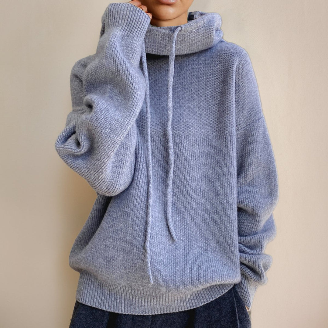 Women's Oversized Hooded Knitted Sweater Drawstring Pullover