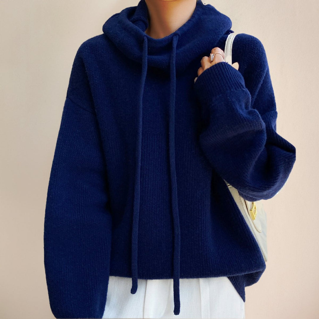 Women's Oversized Hooded Knitted Sweater Drawstring Pullover