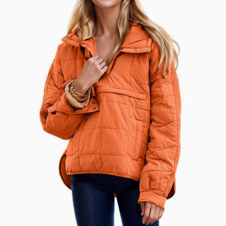 Women's Oversized Hooded Puffer Jacket Relaxed Fit - Orange