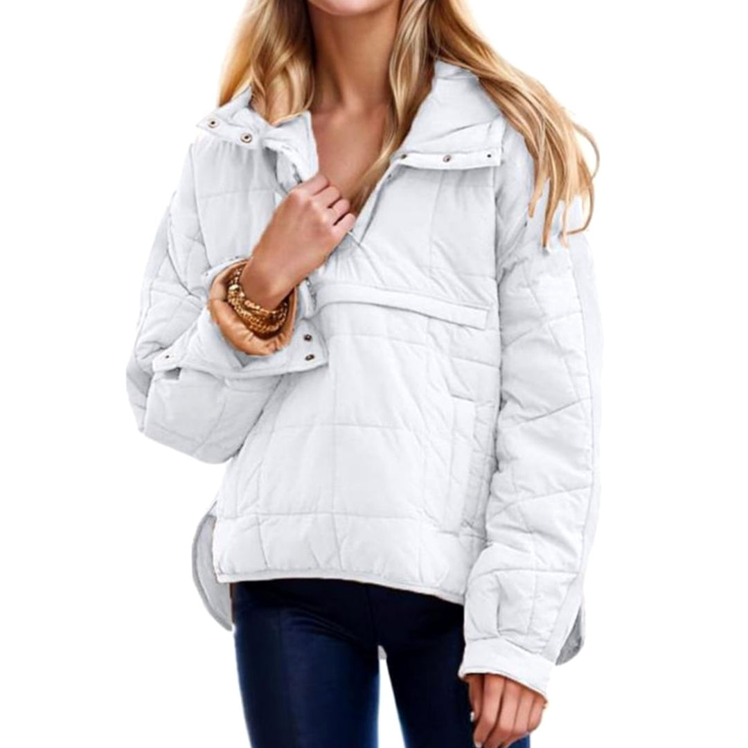 Women's Oversized Hooded Puffer Jacket Relaxed Fit - White