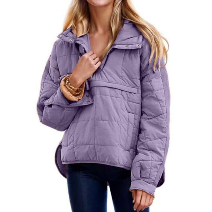 Women's Oversized Hooded Puffer Jacket Relaxed Fit - Purple