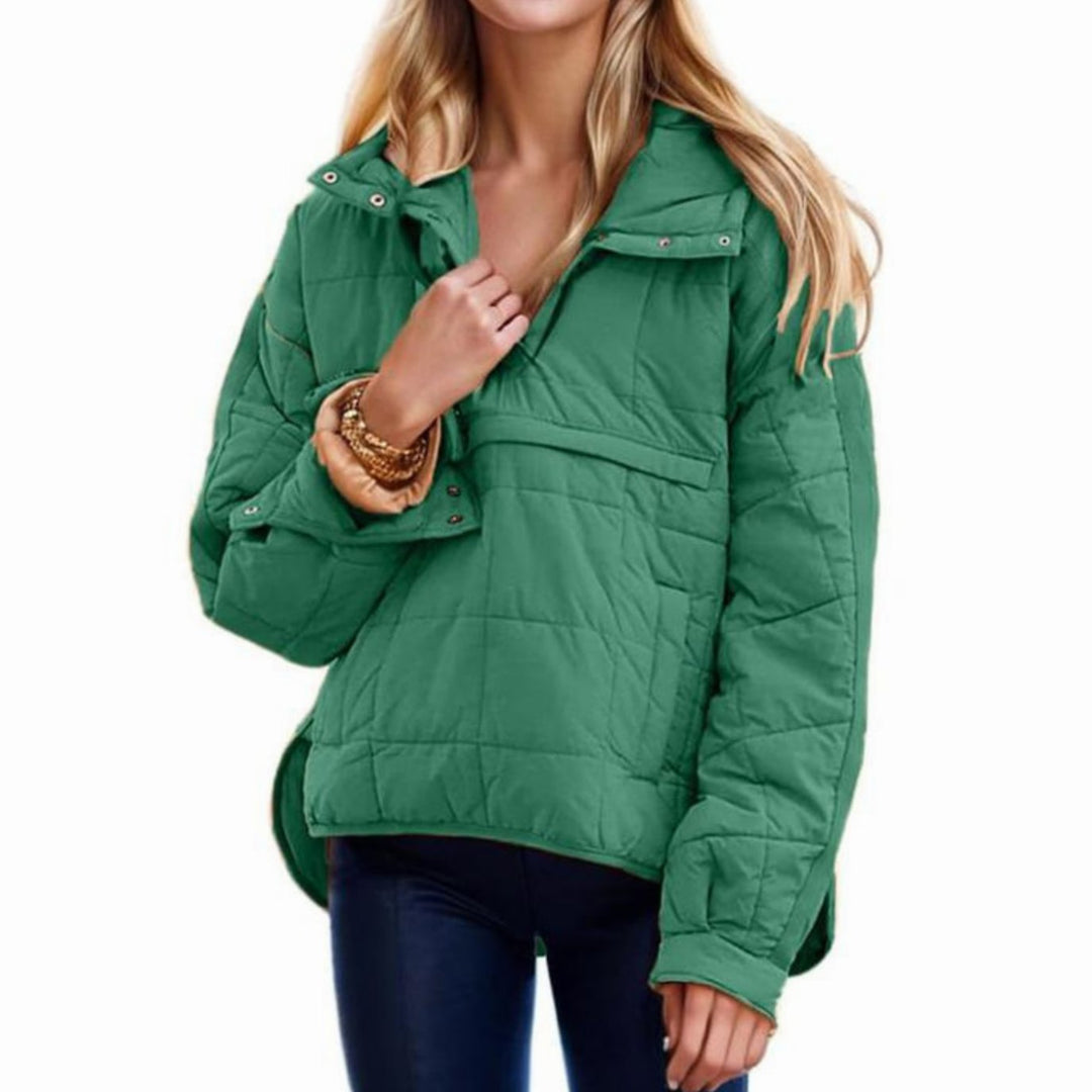 Women's Oversized Hooded Puffer Jacket Relaxed Fit - Green