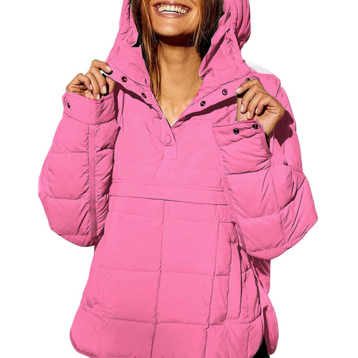Women's Oversized Hooded Puffer Jacket Relaxed Fit - Pink