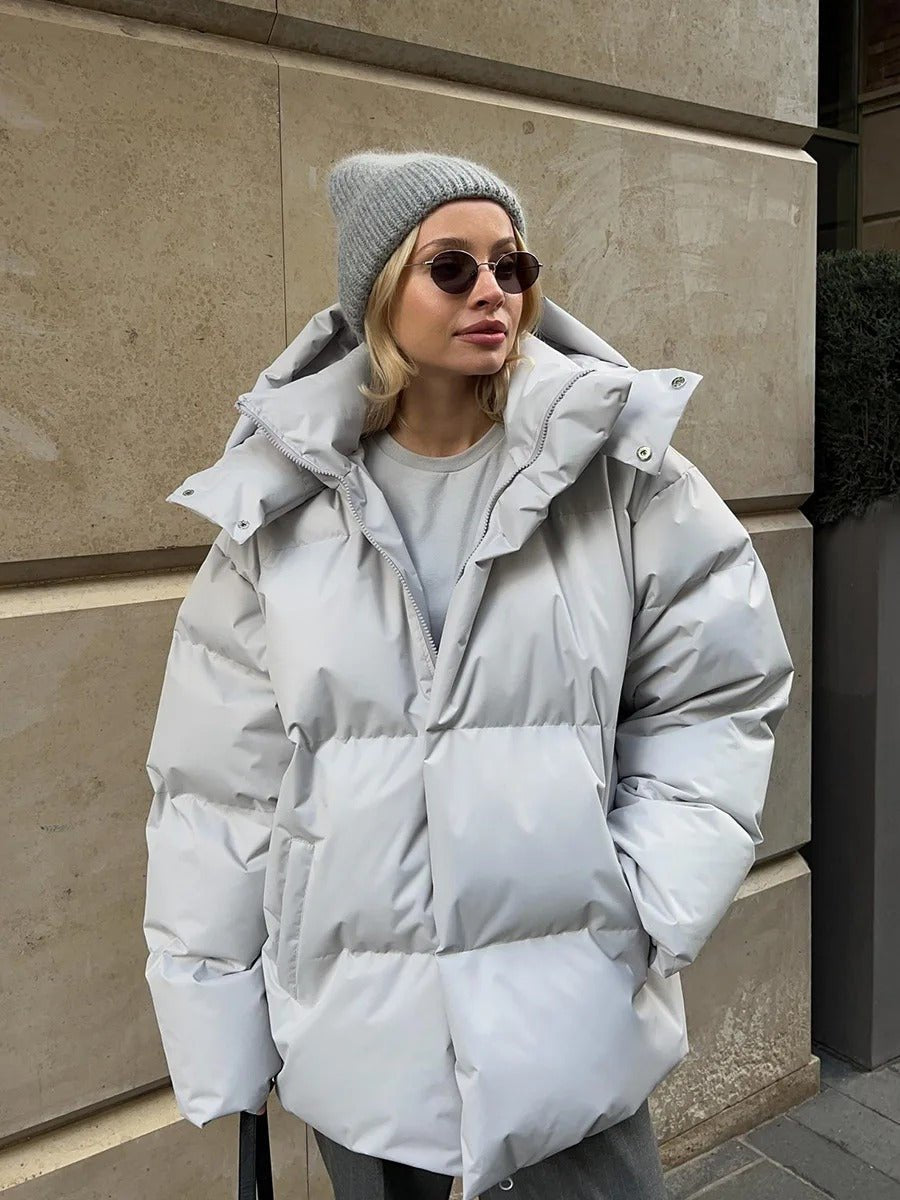 Women's Oversized Hooded Puffer Padded Coat - White