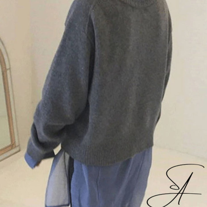 Women's Oversized Knit Cardigan Asymmetric Button Wrap