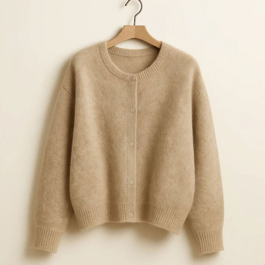 Women's Oversized Knit Cardigan Balloon Sleeve Button-Up