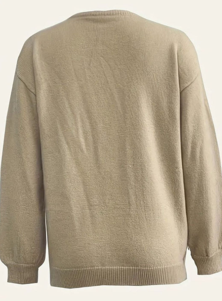 Women's Oversized Knit Cardigan Balloon Sleeve Button-Up