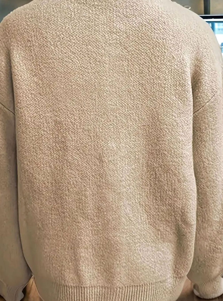 Women's Oversized Knit Cardigan Balloon Sleeve Button-Up