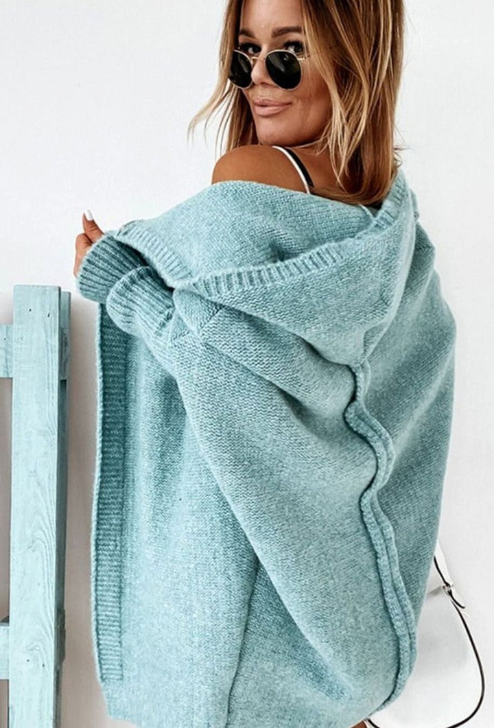 Women's Oversized Knit Cardigan Batwing Sleeve Open Front