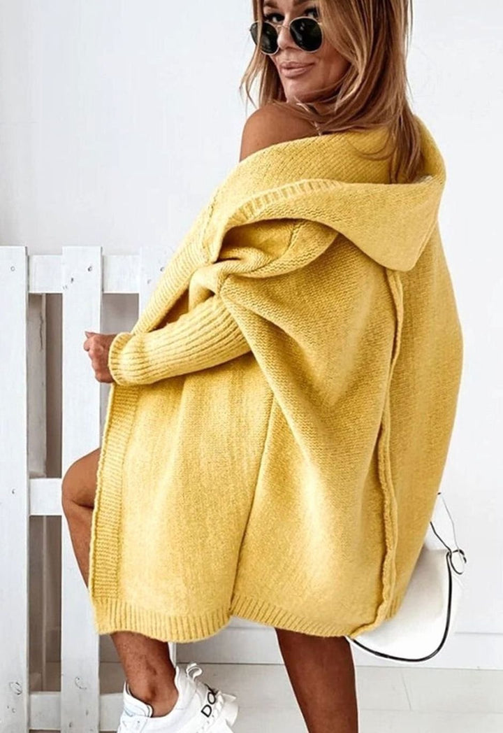Women's Oversized Knit Cardigan Batwing Sleeve Open Front