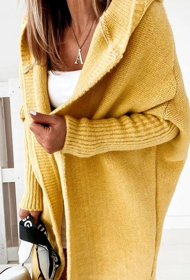 Women's Oversized Knit Cardigan Batwing Sleeve Open Front