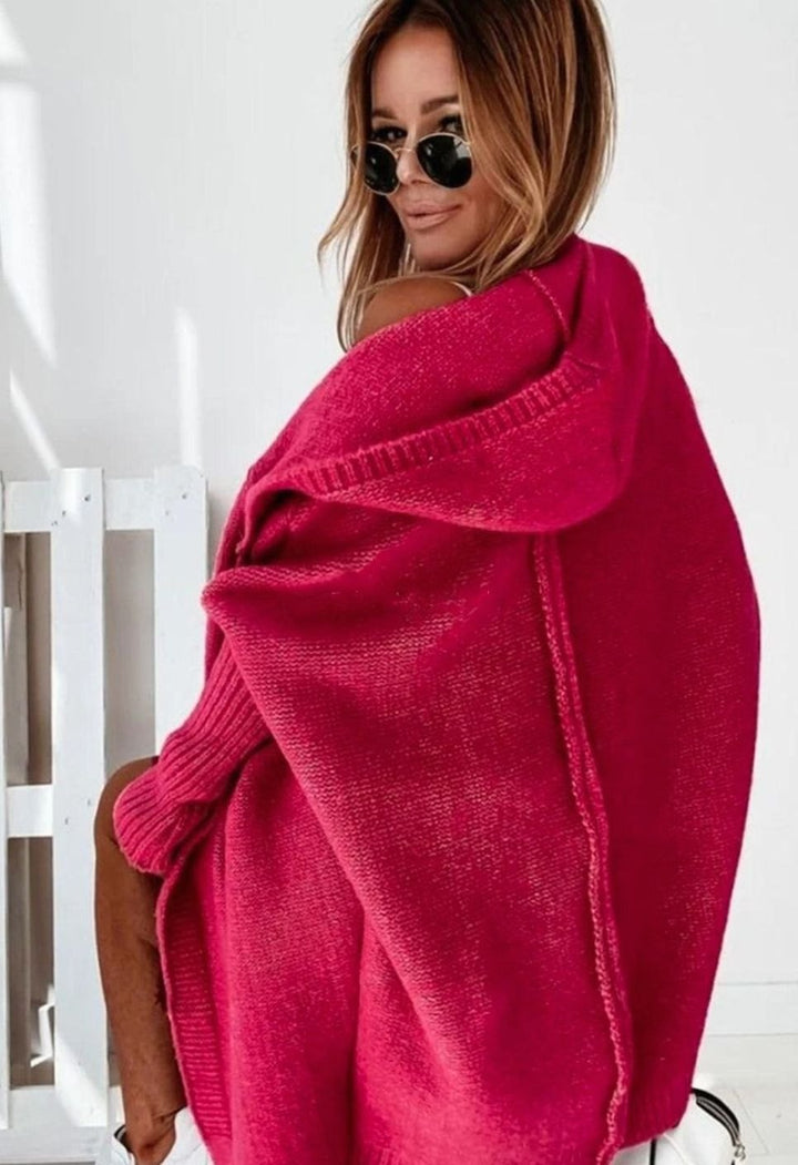 Women's Oversized Knit Cardigan Batwing Sleeve Open Front