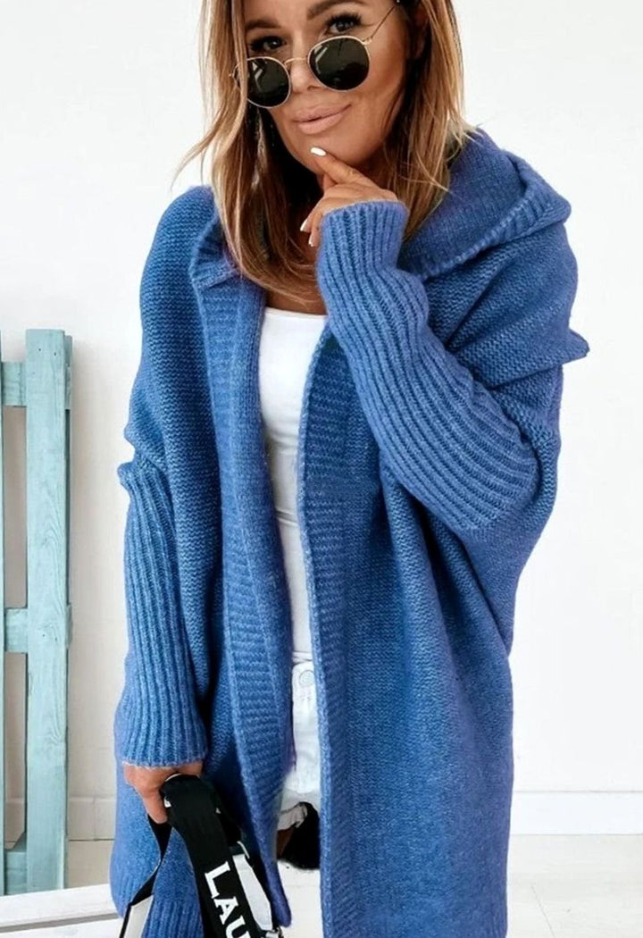 Women's Oversized Knit Cardigan Batwing Sleeve Open Front
