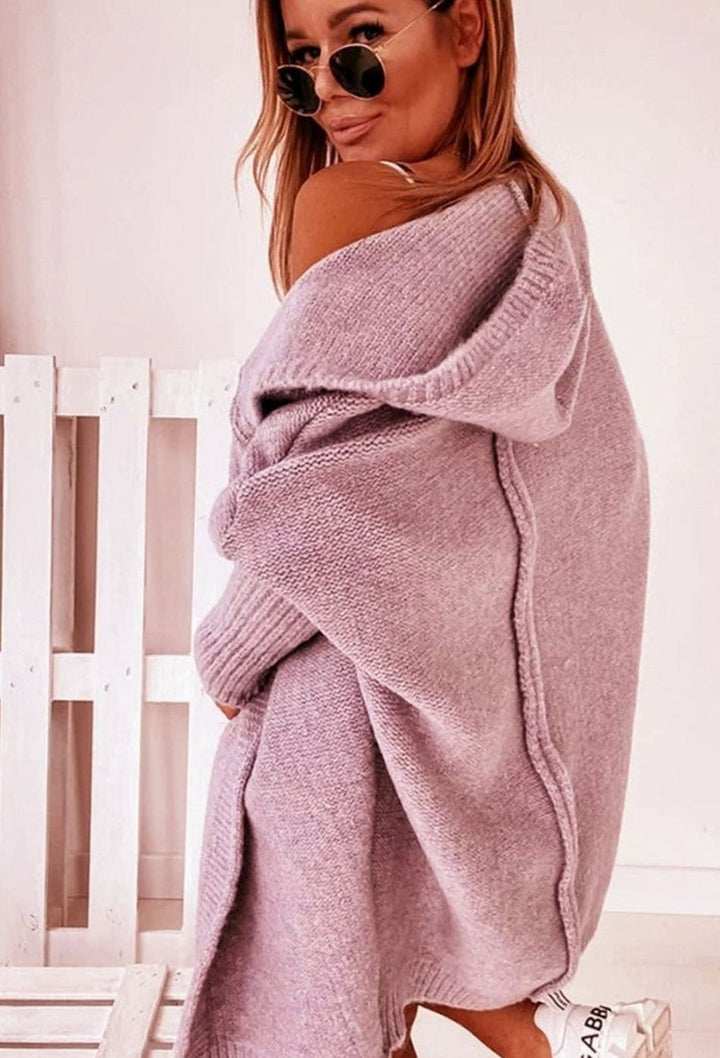 Women's Oversized Knit Cardigan Batwing Sleeve Open Front