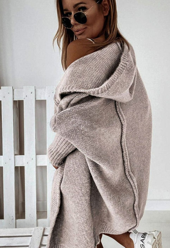 Women's Oversized Knit Cardigan Batwing Sleeve Open Front