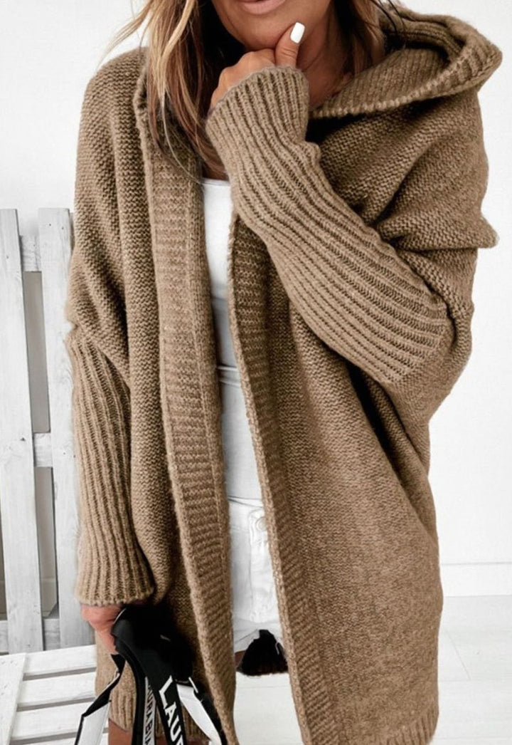 Women's Oversized Knit Cardigan Batwing Sleeve Open Front