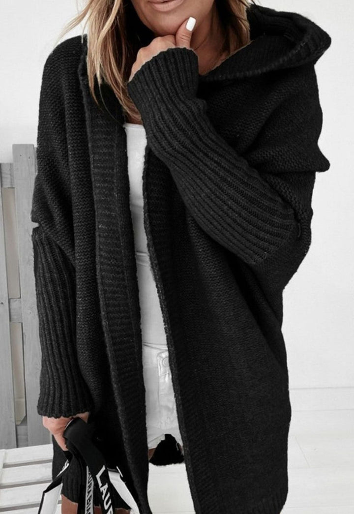Women's Oversized Knit Cardigan Batwing Sleeve Open Front