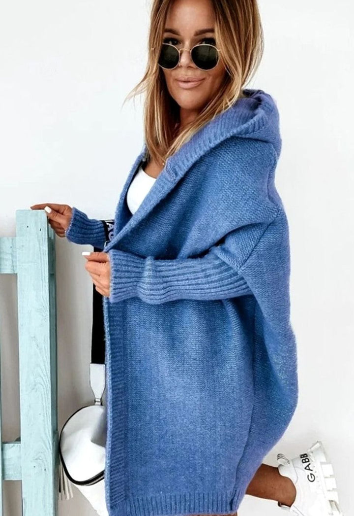 Women's Oversized Knit Cardigan Batwing Sleeve Open Front