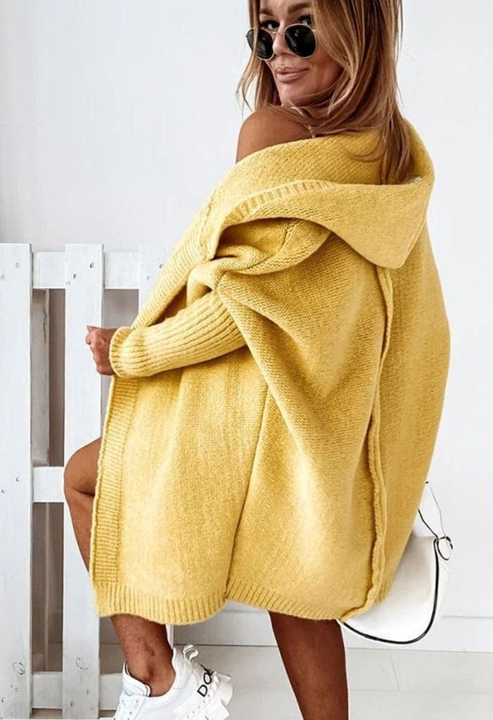 Women's Oversized Knit Cardigan Batwing Sleeve Open Front