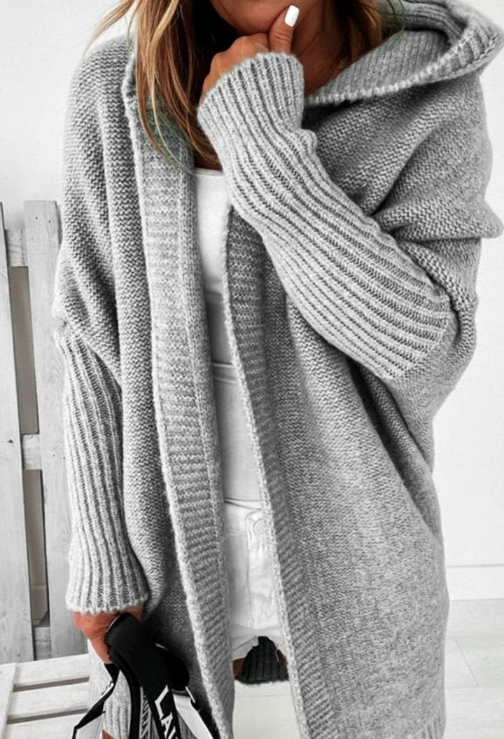 Women's Oversized Knit Cardigan Batwing Sleeve Open Front