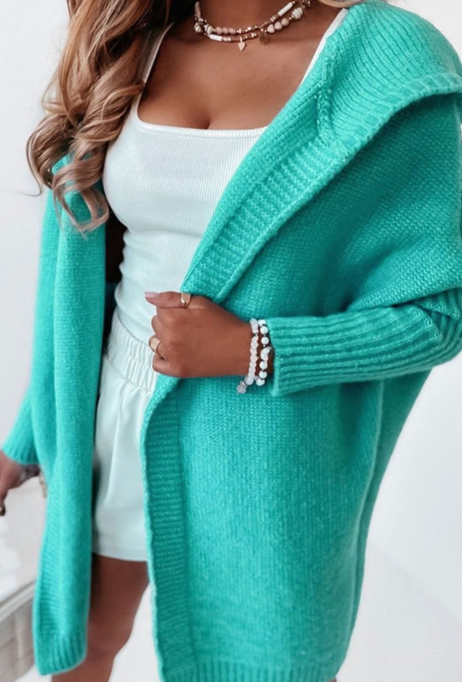 Women's Oversized Knit Cardigan Batwing Sleeve Open Front