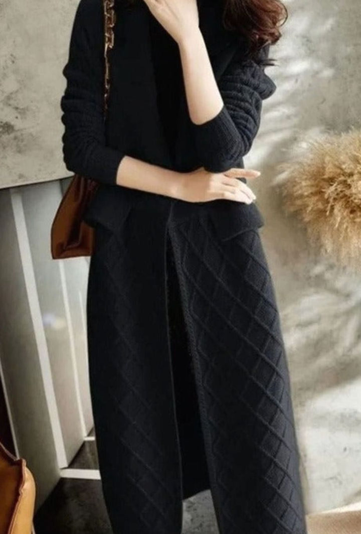 Women's Oversized Knit Cardigan Blazer Long Wool Jacket