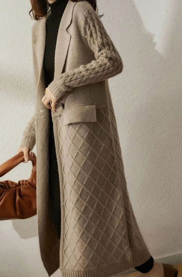 Women's Oversized Knit Cardigan Blazer Long Wool Jacket