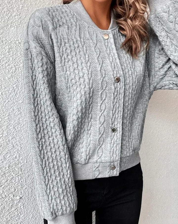 Women's Oversized Knit Cardigan Button-Front Cable-Texture Jumper