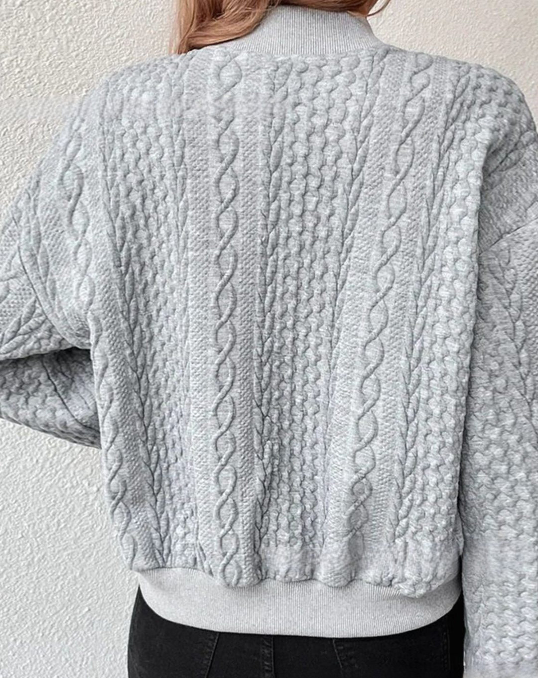 Women's Oversized Knit Cardigan Button-Front Cable-Texture Jumper