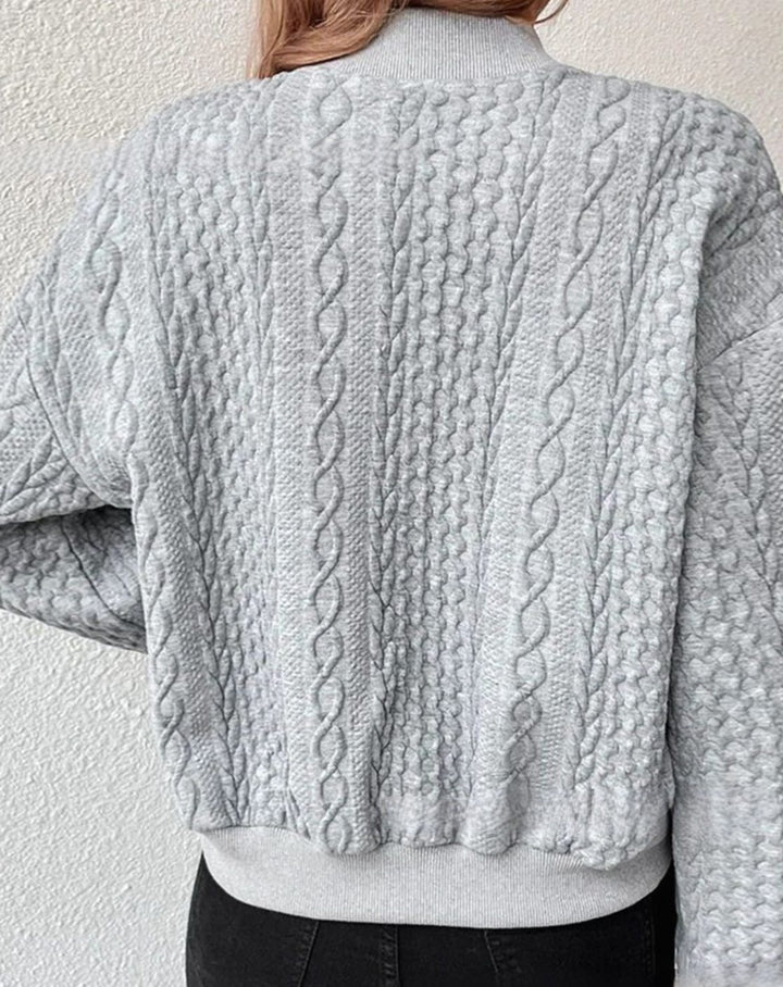 Women's Oversized Knit Cardigan Button-Front Cable-Texture Jumper