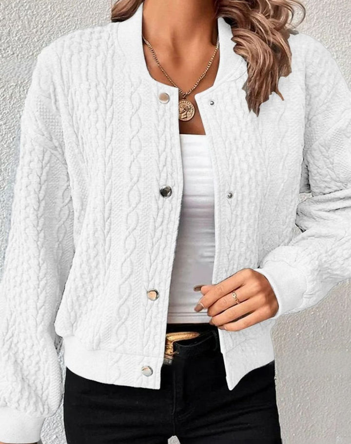 Women's Oversized Knit Cardigan Button-Front Cable-Texture Jumper