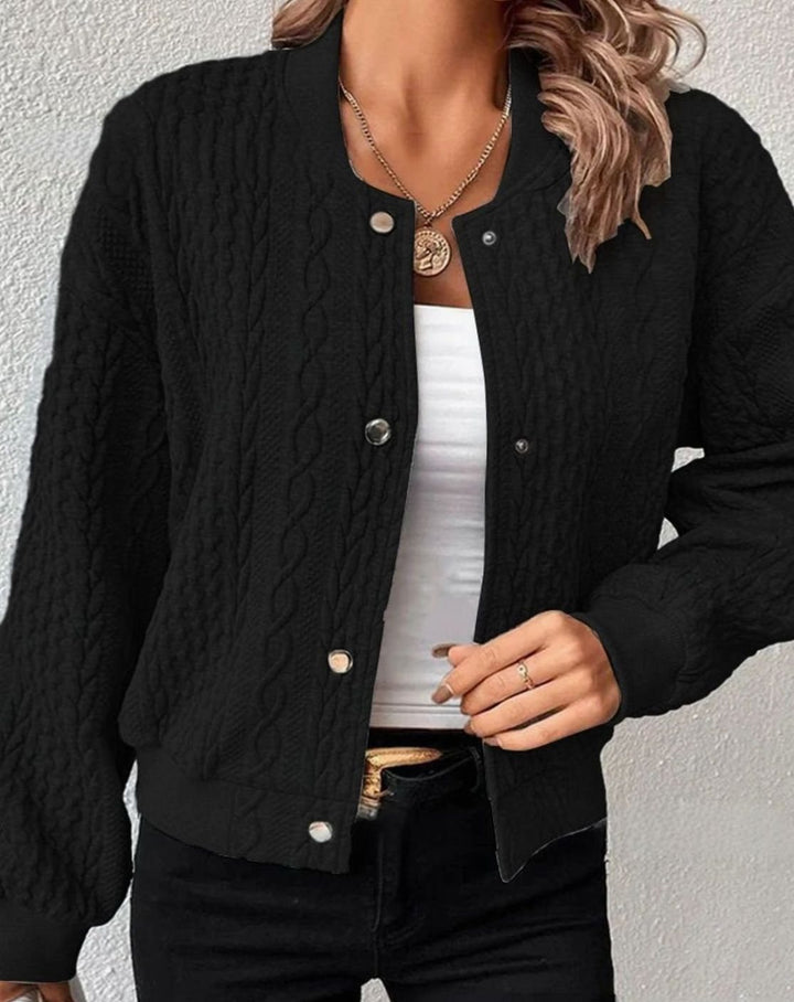 Women's Oversized Knit Cardigan Button-Front Cable-Texture Jumper