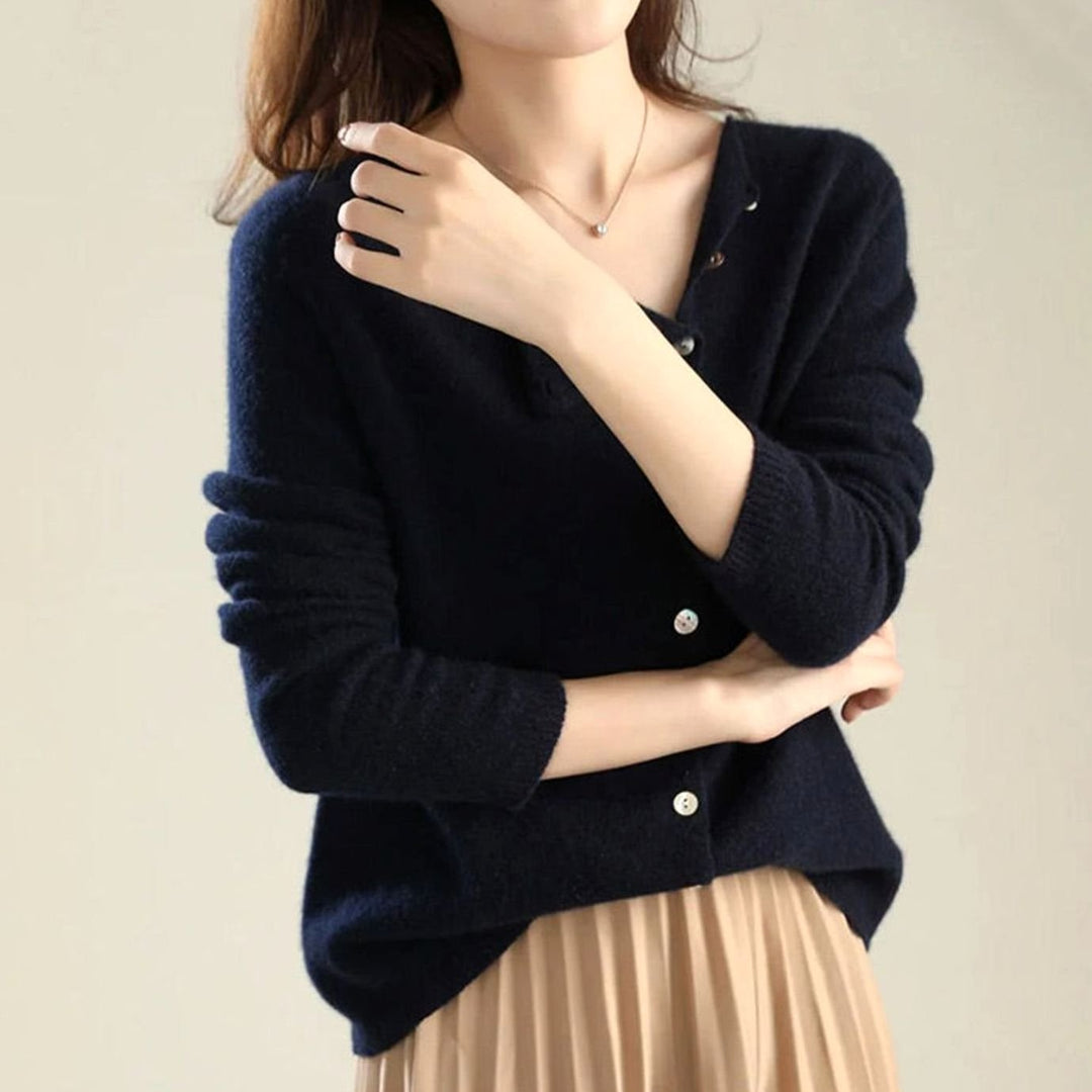 Women's Oversized Knit Cardigan Button-Front Long Sleeve
