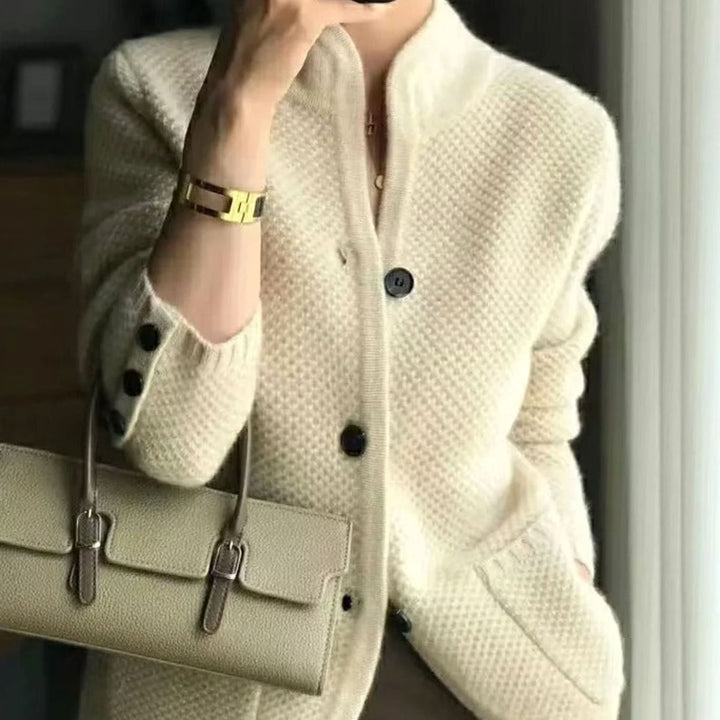 Women's Oversized Knit Cardigan Button-Front V-Neck