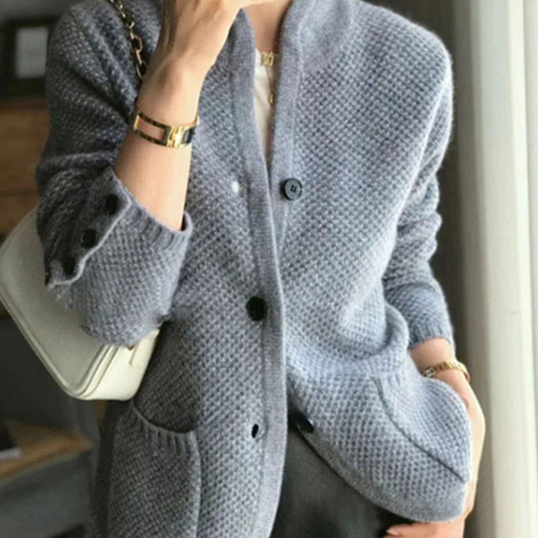 Women's Oversized Knit Cardigan Button-Front V-Neck