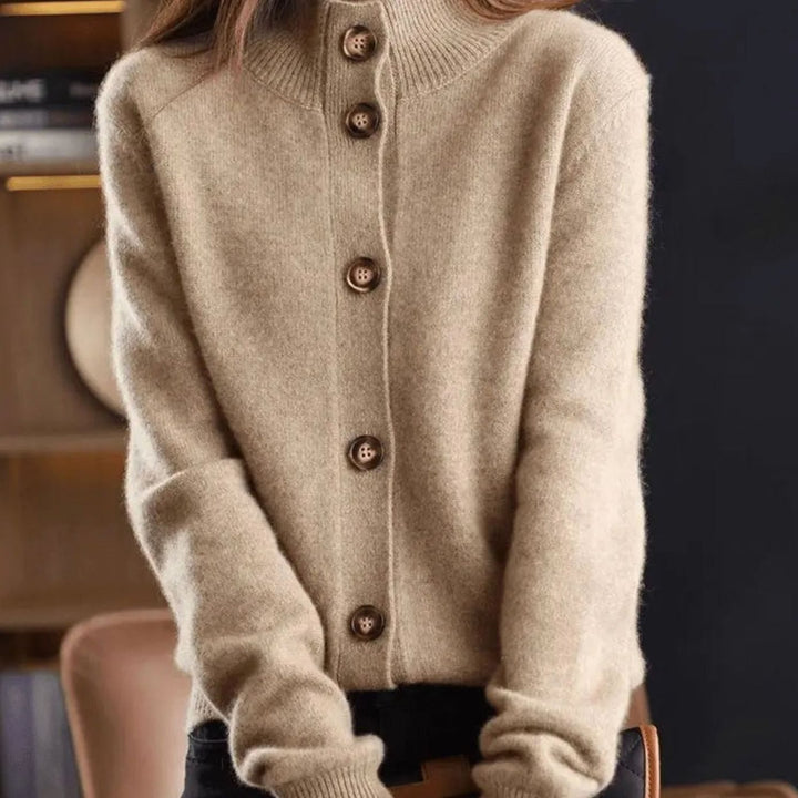 Women's Oversized Knit Cardigan Button-Up Collared Jumper