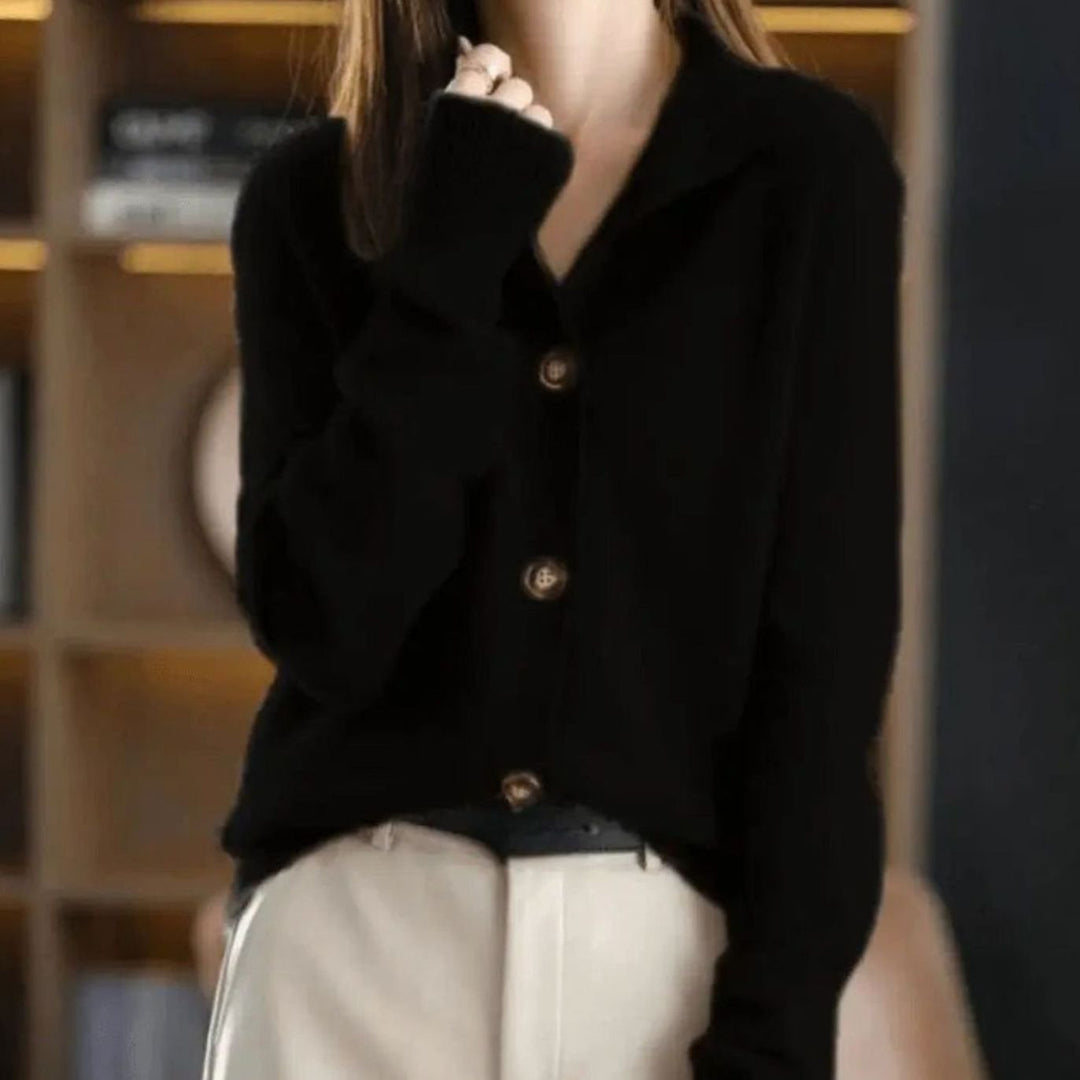 Women's Oversized Knit Cardigan Button-Up Collared Jumper