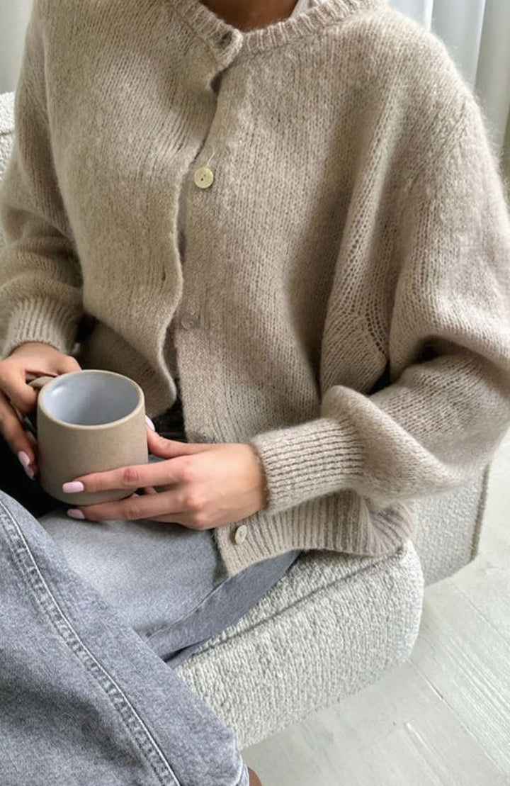 Women's Oversized Knit Cardigan Button-Up Fluffy Jumper
