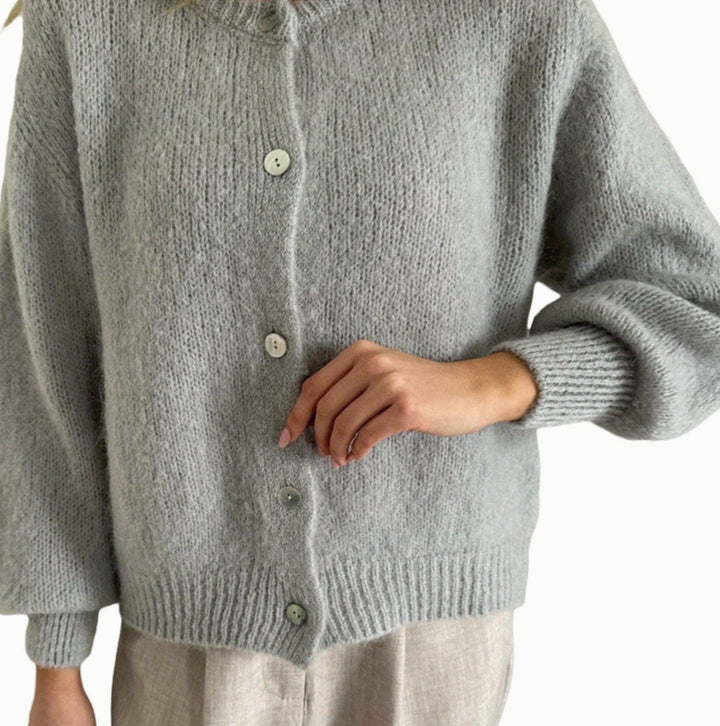 Women's Oversized Knit Cardigan Button-Up Fluffy Jumper