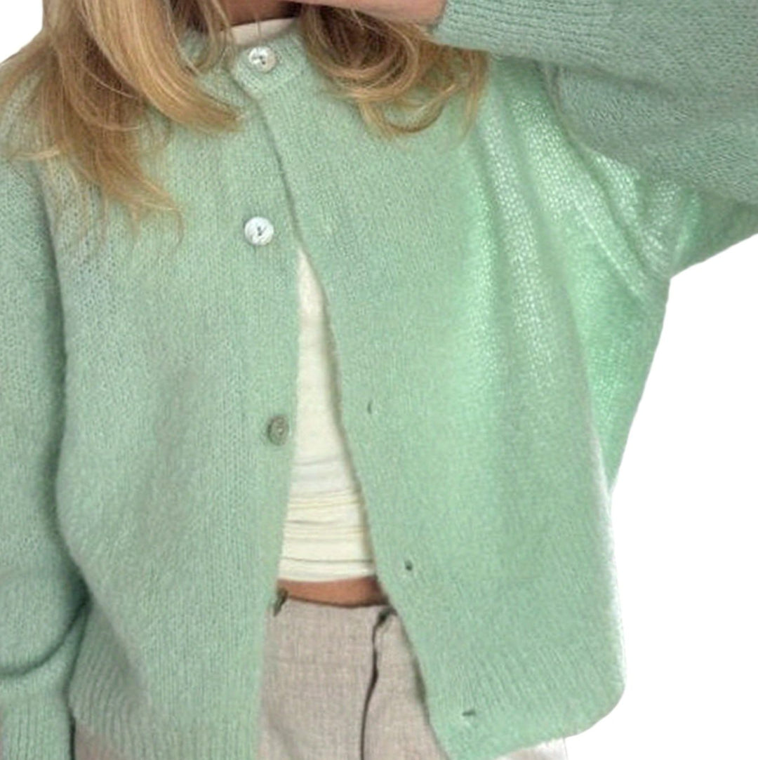 Women's Oversized Knit Cardigan Button-Up Fluffy Jumper